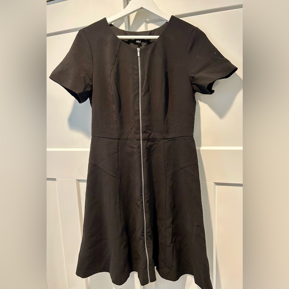 Ann Taylor Front Zip Fit & Flare Dress, Sz 6, Black, NWT